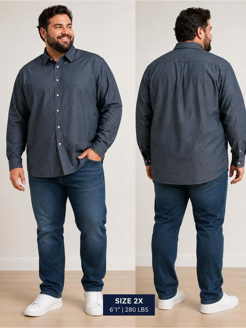 Michael Kors Classic Fit Button-Up Shirt Men's 2X Dark Blue Long Sleeve